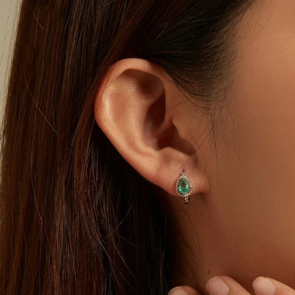 BSE783 Sterling Silver S925 Blue Green Zircon Round Plated Gold Plated Earrings