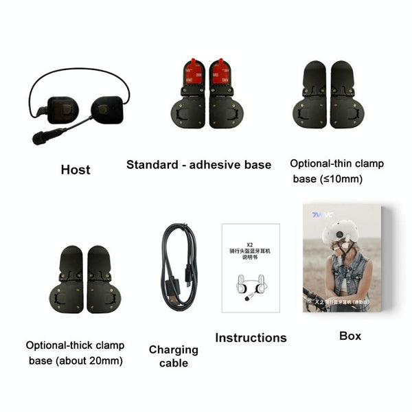 TWVC Motorcycle Bluetooth Headset Wireless Stereo Moto Helmet Headphones Standard Base