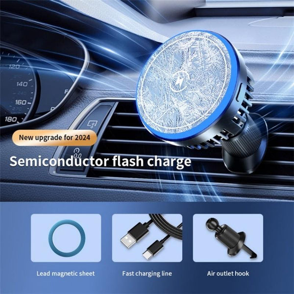 T2 Vehicle Air Vent Phone Charging Stand Magnetic Wireless Colorful Light Charger