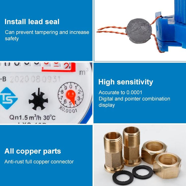 TS-S300E Household Mechanical Rotary-wing Cold Water Meter High-precision Pointer Digital Display Combination Water Meter