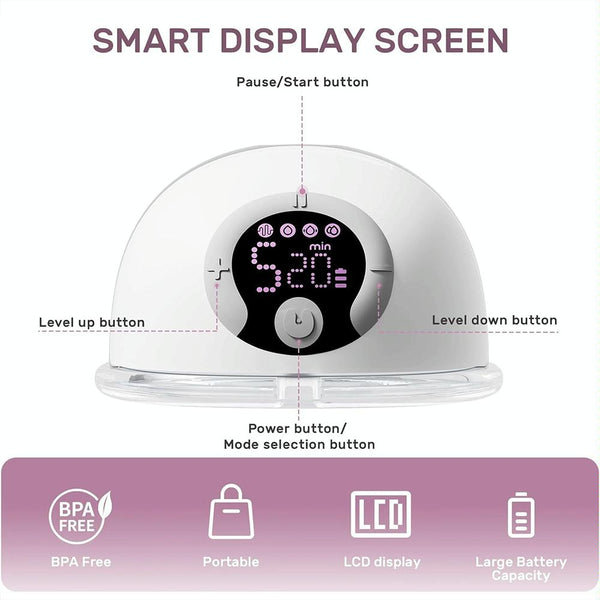 LCD Screen Smart Large Capacity Portable USB Charging Wearable Massage Breast Pump(S32)
