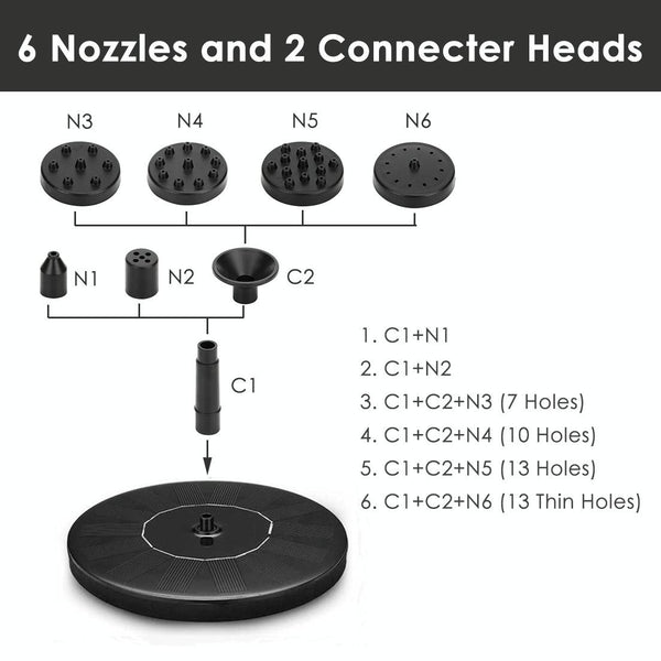 16cm  Solar Water Fountain Pool Outdoor Bird Bath Solar Powered Fountain Floating Water