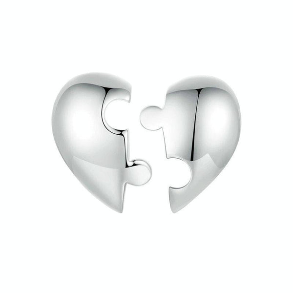 S925 Sterling Silver Platinum-plated Heart-shaped Puzzle Earrings(SCE1770)