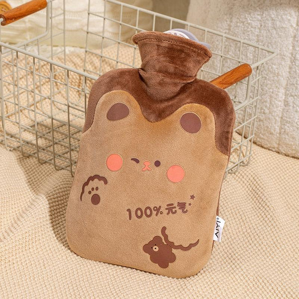 ZS103 Cartoon Plush Water-filled Explosion-proof Hot Water Bags, Spec: Khaki Bear(500ml)