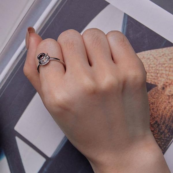 SCR906 S925 Sterling Silver Zircon Coffee Mug Open Ring