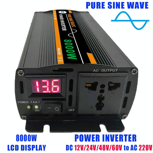 8000W (Actual 1300W) 12V to 220V High Power Car Sine Wave Inverter Power Converter
