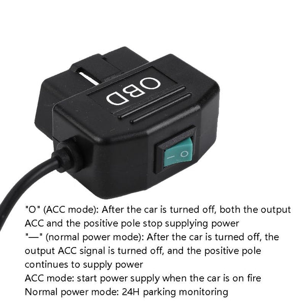H507 Driving Recorder OBD Step-down Line Car ACC Three-Core Power Cord 12/24V To 5V 3A Low Pressure Protection Line, Specification: Micro Right Elbow