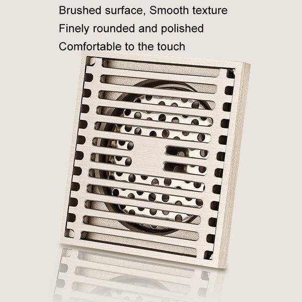 All Copper Brushed Anti-Odor Floor Drain Gravity Copper Core Bathroom Floor Drain, Specification: Square Fine Sculpture Dual Use
