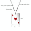 OPK 1542 Titanium Steel Men Necklace Personality Poker Pendant, Color: Red With Chain