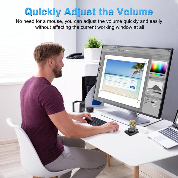 USB Computer Volume Adjuster Multimedia Audio Line Controller Speaker Knob Switch(Black)