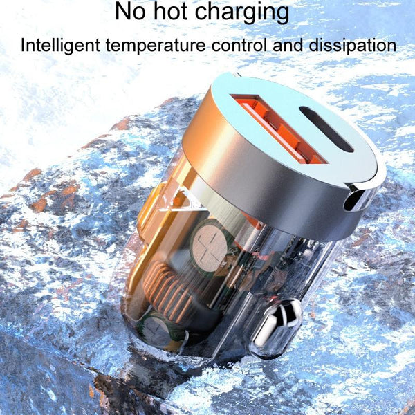 120W Vehicle Mini Invisible Dual-Port Charger Car Cigarette Lighter