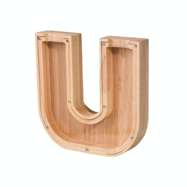 Wooden English Alphabet Piggy Bank Transparent Acrylic Piggy Bank(U)