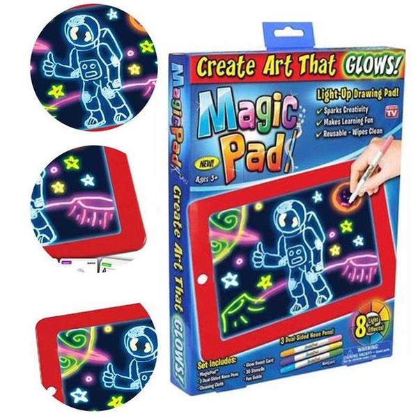 LED Writing Board 3D Magic Drawing Pad Creative Children Drawing Toys(Red)