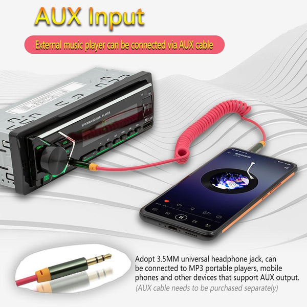 SWM505 Car Radio Receiver MP3 Player with Remote Control, Support FM & Bluetooth & USB & AUX & TF Card
