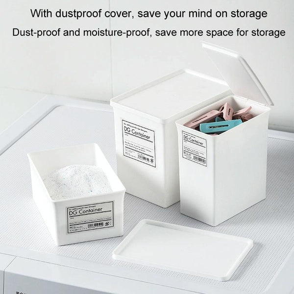 Household Laundry Detergent Storage Box Small Things Storage Organizer With Dust Cover, Specification: Small