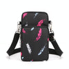 Crossbody Mobile Phone Bag Vertical Wallet Arm Bag With Headphone Hole(Black Feather)