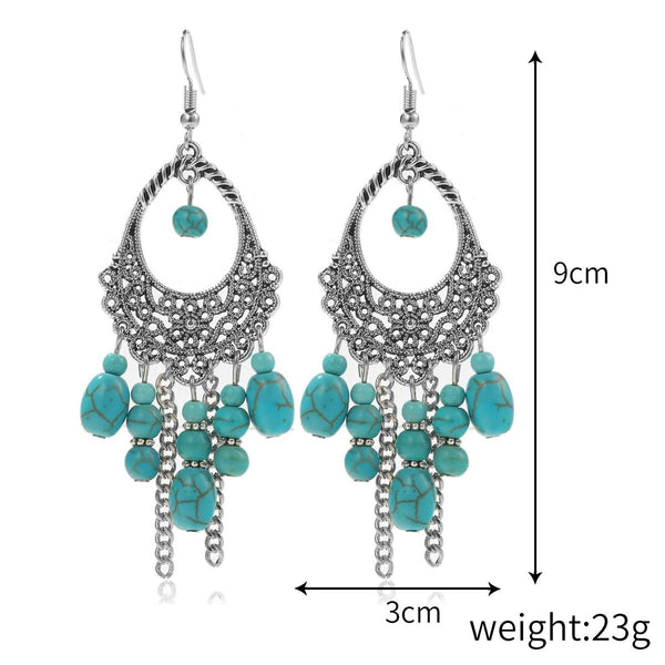 3pcs/set Necklace + Bracelet + Earrings Natural Turquoise Accessories Ladies Jewelry