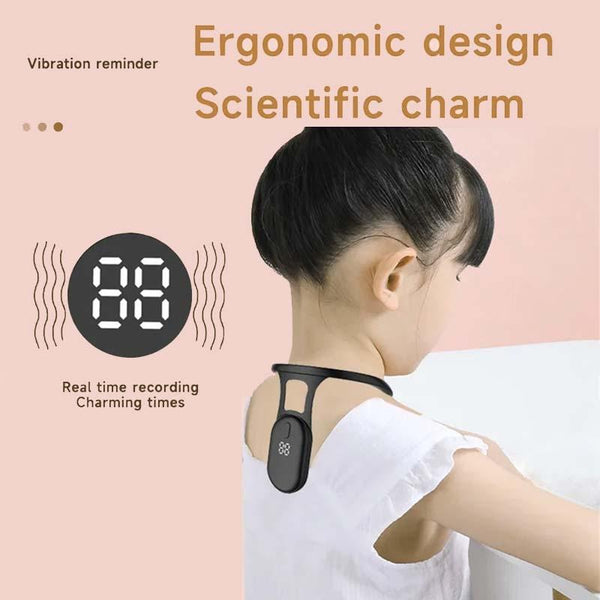 2150 Student Humpback Vibration Reminds With LCD Hanging Neck Corretor(Orange)