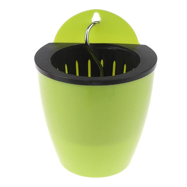 Self-Watering Planter Grow Plants Lazy Flower Pots Wall-hanging Round Resin Plastic Flower Pots, Size: 18x12.5x16cm(Green)