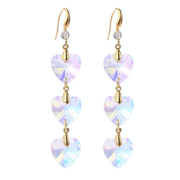 E2204-1 Love Crystal Crystal Natural Crystal Handmade Earrings Zircon Long Earrings