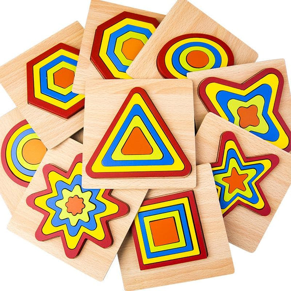 DIY Creative 3D Wooden Puzzle Geometry Shape Puzzle Children Educational Toys(Gear Shape)