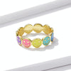 BSR220 Sterling Silver S925 Colorful Smiley Face Drip Oil Ring(No.7)
