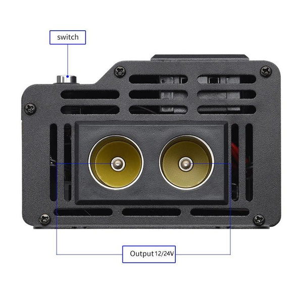XUYUAN 3000W Car Inverter LED Colorful Atmosphere Light 4USB Charging Converter, UK Plug, Specification: 24V-220V