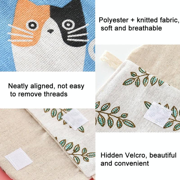 8pcs Cotton and Linen Sanitary Napkin Storage Bag Handy Clutch Bag(Turtle)