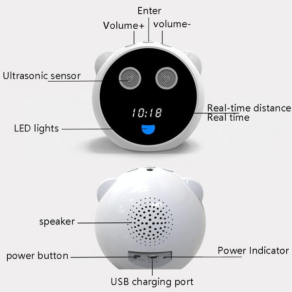 Intelligent Primary School Student Writing Sitting Posture Corrector Children Eye Protection Vision Protector Student Alarm Clock(White)