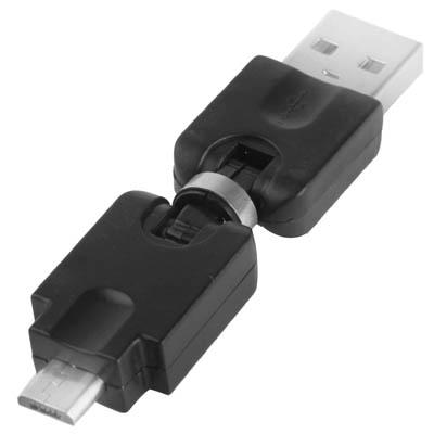 USB 2.0 AM to Micro USB 360 Degree Swivel Adapter for Galaxy S IV / i9500 / S III / i9300 /Note II / N7100 / i9220 / i9100 / i9082 / Nokia / LG / BlackBerry / HTC One X /Amazon Kindle / Sony Xperia etc(Black)