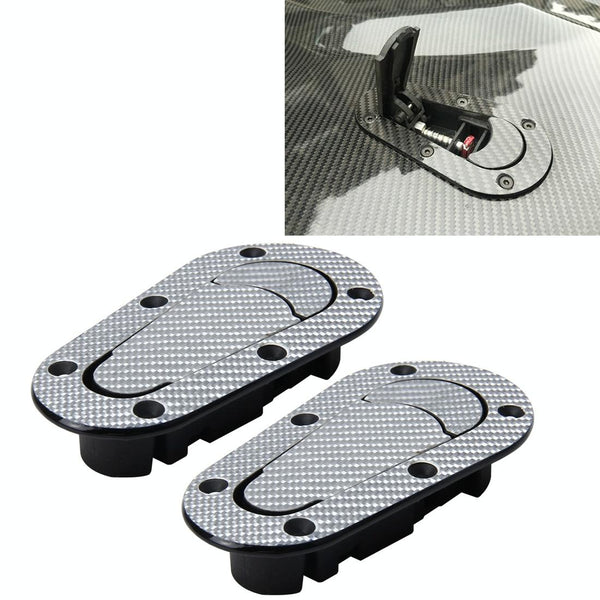 A Pair Car Carbon Fiber Cover Lock Modified Hood Lock General Racing Car Cover Lock(Carbon Grey)