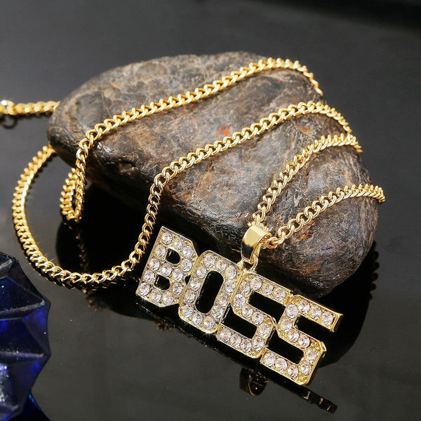 N2106-13 BOSS Exaggerated Hip Hop Style Necklace Collarbone Chains