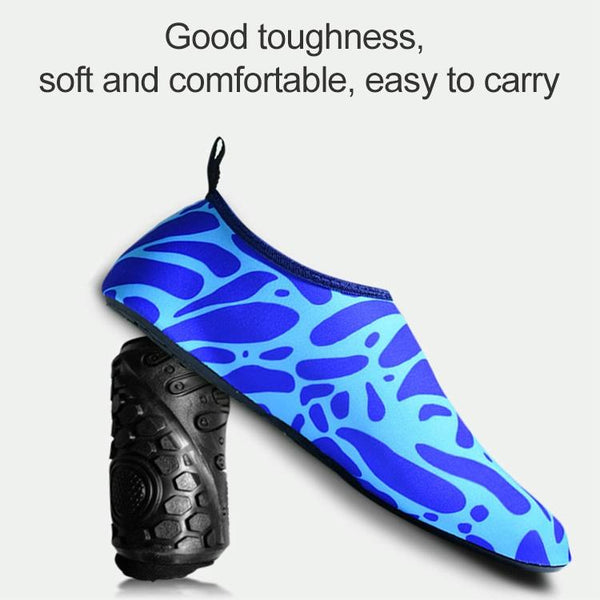 Non-slip Wear-resisting Thick Rubber Sole Diving Shoes and  Socks, One Pair(Figured Blue)