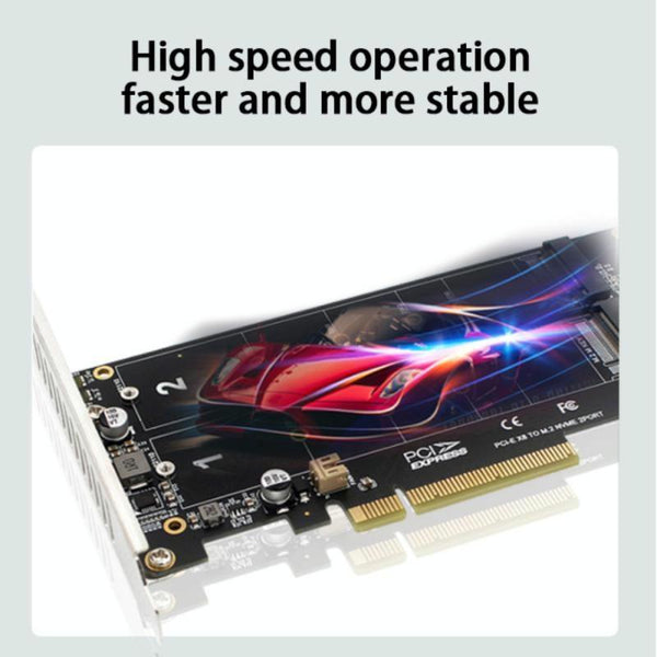PCI-E X8 Double Disk Transfer Card NVME M.2 MKEY SSD RAID Array Expansion Adapter(PH45)