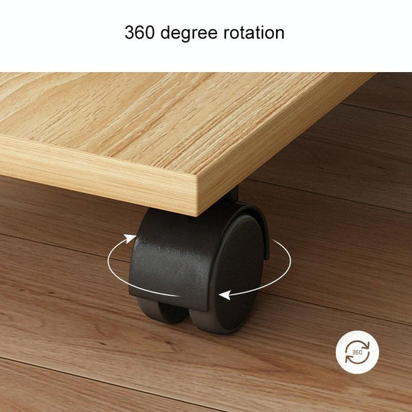 Wooden Removable Height-raising Base For Desktop Computer Host Universal Wheel Walnut 25x50cm