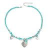Bohemian Turquoise Natural Stone Sweater Vintage Pendant, Model: N2203-16 Alloy Peach Heart
