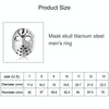 Europe and America Style Punk Gothic Rock Mask Skull Men Titanium Steel Ring, US Size: 8, Diameter: 18.2mm, Perimeter: 57mm