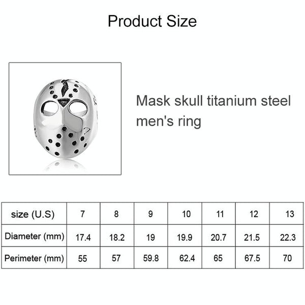Europe and America Style Punk Gothic Rock Mask Skull Men Titanium Steel Ring, US Size: 8, Diameter: 18.2mm, Perimeter: 57mm