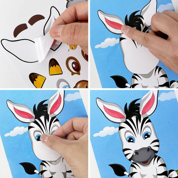 Face Changing Stickers Early Learning DIY Puzzle Stickers Toys(Dinosaur)