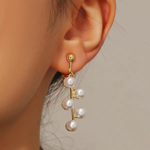 E2109-11 Five Small Pearls Baroque Earrings Pearl Ear Clip Women Without Ear Piercing