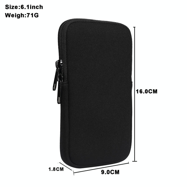 For 6.1 inch Universal Elastic Material Zipper Waist Bag(Black)