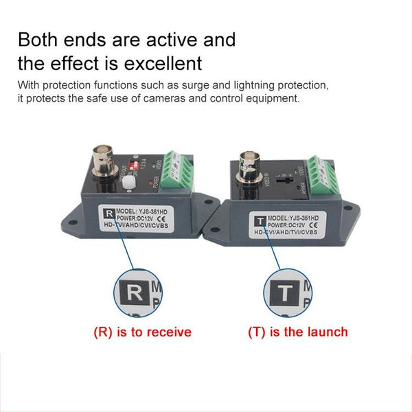 CCTV Video Balun Transmitter Receiver, 9000ft UTP RJ45 BNC