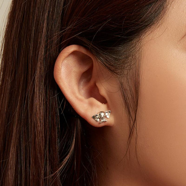 SCE1537 S925 Sterling Silver Elephant Cute Animal Stud Earrings