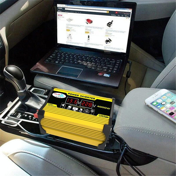 Legend II Generation 12V to 220V 4000W Modified Square Wave Car Power Inverter(Yellow)