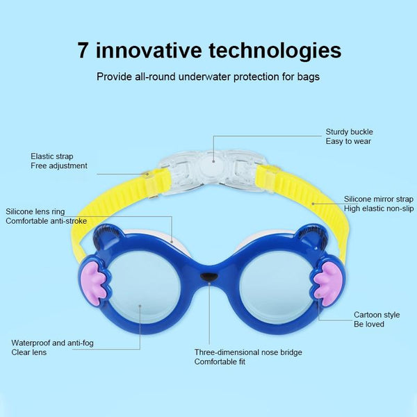 JIEHU JH8560 Children Waterproof and Anti-fog Cartoon Cat Shape Swimming Goggles(Red Blue)