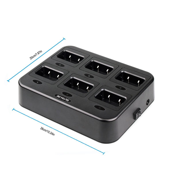 RETEVIS RTC21 Multi-function Six-Way Walkie Talkie Charger for Retevis RT21/RT24, US Plug