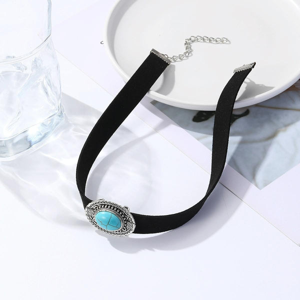 Punk Vintage Velvet Clavicle Chain Metal Rock Necklace, Spec: N2211-9