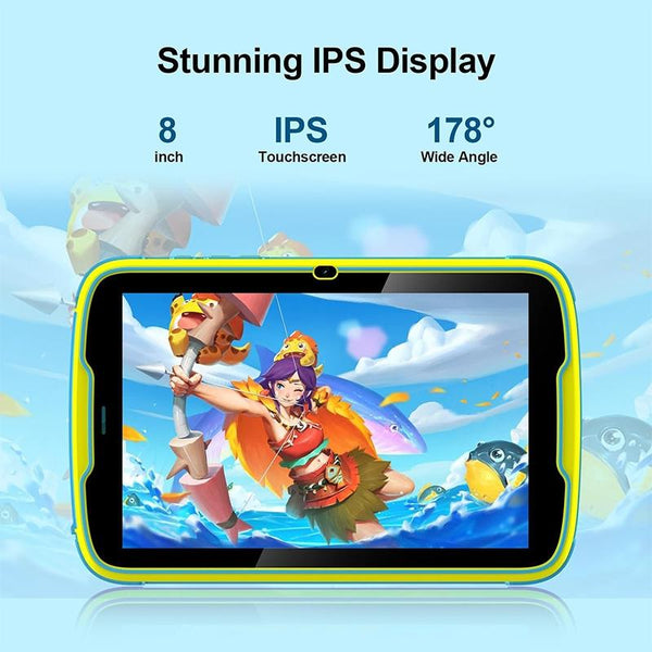 UNIWA  Boxchip Tab 8 WiFi Kid Tablet,  4GB+64GB, 8 inch Android 13 Allwinner A523 Octa Core CPU Support Google Play(Blue)