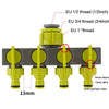 Garden Lawn Watering EU Threaded Faucet One Input Four Output Valve Diverter(Green And Gray)