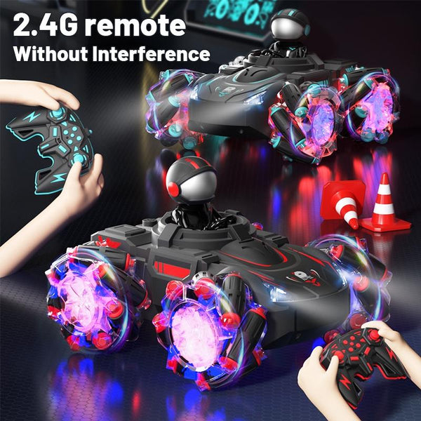 Q169 2.4G Magic Color Projection Stunt Remote Control Car(Black Red)